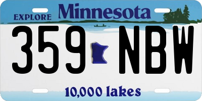 MN license plate 359NBW