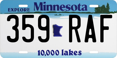 MN license plate 359RAF