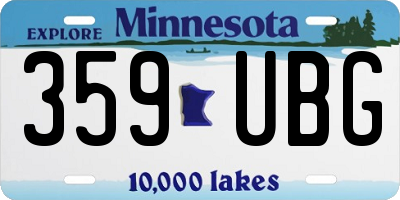 MN license plate 359UBG