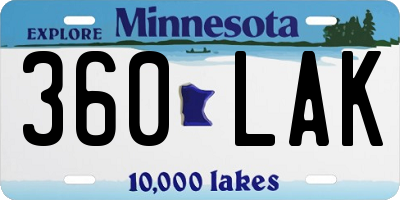 MN license plate 360LAK