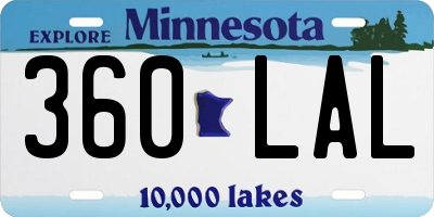 MN license plate 360LAL