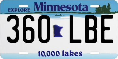 MN license plate 360LBE