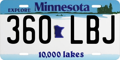 MN license plate 360LBJ