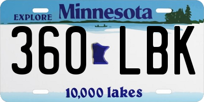 MN license plate 360LBK