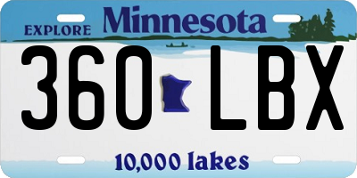 MN license plate 360LBX