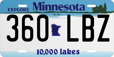 MN license plate 360LBZ