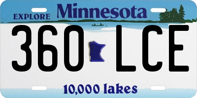 MN license plate 360LCE