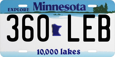 MN license plate 360LEB