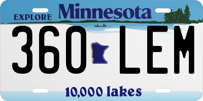 MN license plate 360LEM