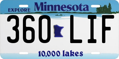 MN license plate 360LIF