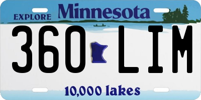 MN license plate 360LIM