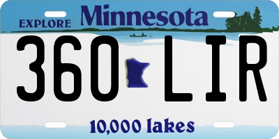 MN license plate 360LIR