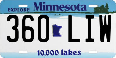 MN license plate 360LIW