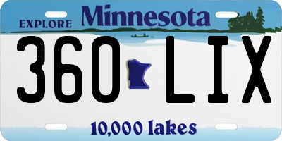 MN license plate 360LIX