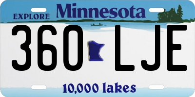 MN license plate 360LJE