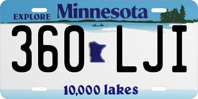 MN license plate 360LJI