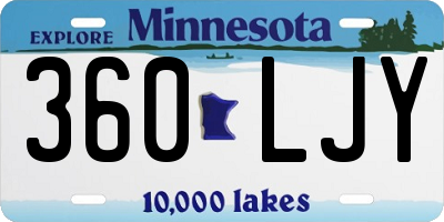MN license plate 360LJY