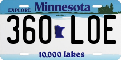 MN license plate 360LOE