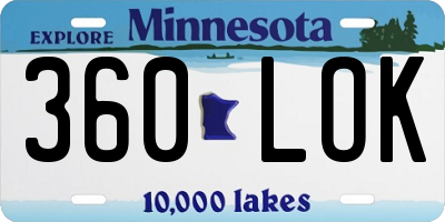MN license plate 360LOK