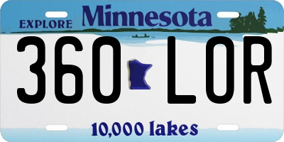 MN license plate 360LOR