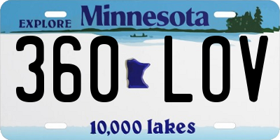 MN license plate 360LOV