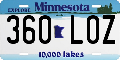 MN license plate 360LOZ