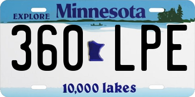 MN license plate 360LPE