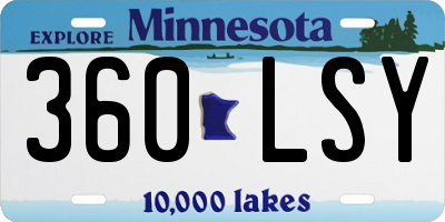 MN license plate 360LSY