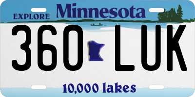 MN license plate 360LUK