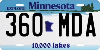 MN license plate 360MDA