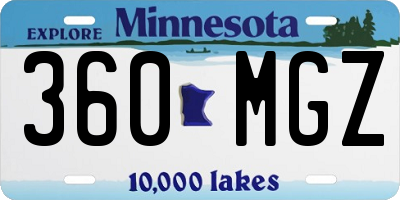 MN license plate 360MGZ
