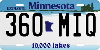 MN license plate 360MIQ