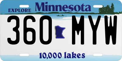MN license plate 360MYW
