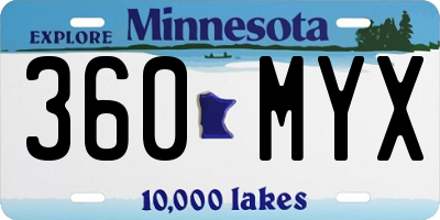 MN license plate 360MYX