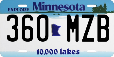 MN license plate 360MZB