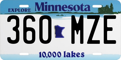 MN license plate 360MZE