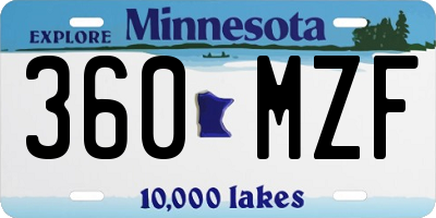 MN license plate 360MZF
