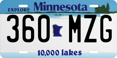 MN license plate 360MZG