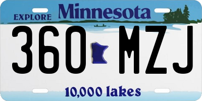 MN license plate 360MZJ