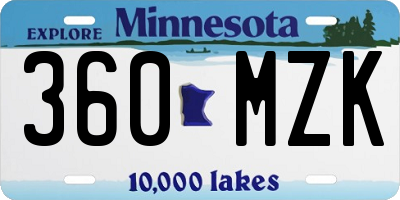MN license plate 360MZK