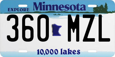 MN license plate 360MZL