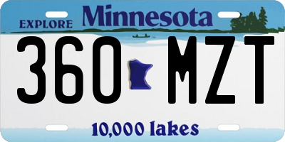 MN license plate 360MZT