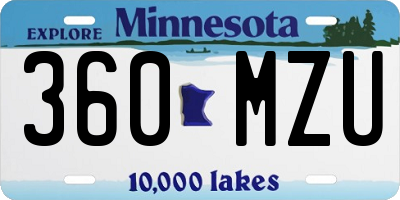 MN license plate 360MZU