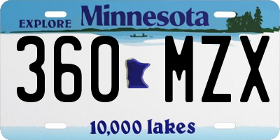 MN license plate 360MZX