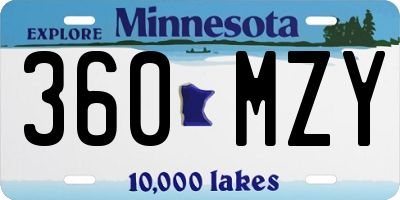 MN license plate 360MZY
