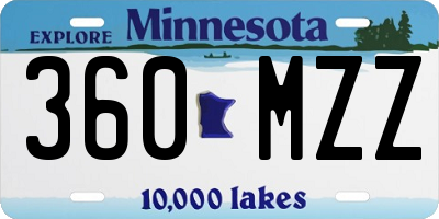 MN license plate 360MZZ