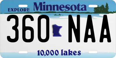 MN license plate 360NAA
