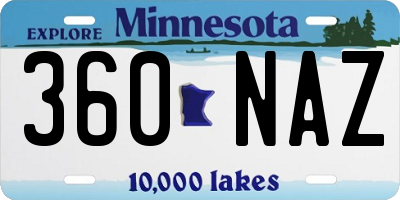 MN license plate 360NAZ