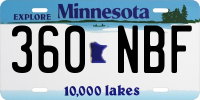 MN license plate 360NBF