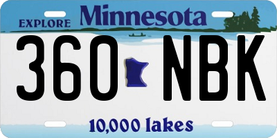 MN license plate 360NBK